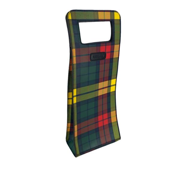 BAEKGAARD Wine Carrier Tote Bag Caddy with Magnetic Handle Plaid Holiday - Picture 1 of 8